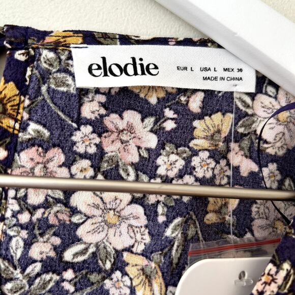 Nordstrom Elodie Blouse Size L Ditsy Floral Cropped Top Cutout Back Lightweight - Picture 6 of 8